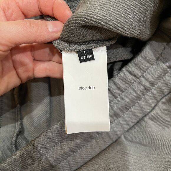 Nice Rice Poppy Atelier Mens Streetwear 5.5” Knit Shorts Size Large L Gray EUC - Picture 11 of 11